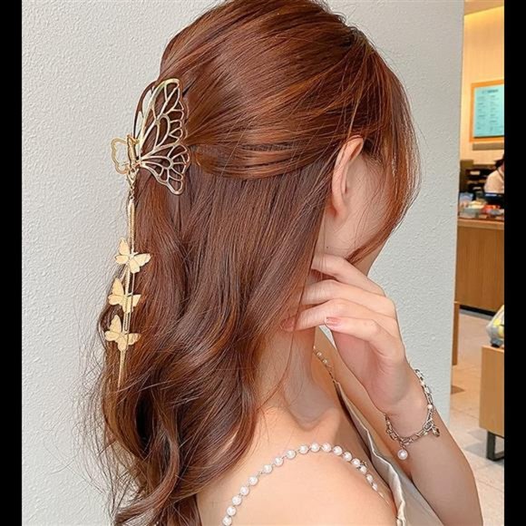 Butterfly Hair Clips 1PCS Butterfly Metal Hair Claw Clip Big Nonslip Gold Hair main image 6